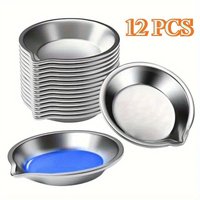 12pcs Pour Mouth Palette Stainless Steel Small Round Paint Tray Artist Watercolours Paint Mixing Palette Tray For Artist