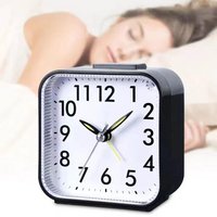 Non Ticking Alarm Clock Battery Powered Silent Bedside Clock Night Light Easy to Read Loud Enough Travel Clock Home Decoration