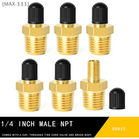 【F2-MAX111】2Pcs Brass Air Inflator Adapter with Valve Stem - 1/4 NPT Male to Standard Schrader Valve Male Tire Connector