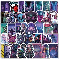 50/100 Pcs Cyberpunk Style Cartoon People Doodle Stickers for Laptop Phone Case Car Notebook Stationery Box No Repeat Decals