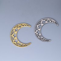 3pcs Crescent Moon Lotus Flower DIY Craft Earrings Necklace Charms for Jewelry Making Yogo Faith Amulet Stainless Steel Pendant