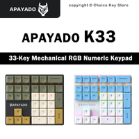 APAYADO K33 Mechanical Numeric Keypad 33 Keys RGB Backlit PBT Keycaps Type-C Wired Blue Red Switch Accounting/Finance/Treasury