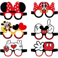 Dsn 12Pcs/set Minnie Mouse Paper Glasses Mickey Mouse Birthday Party Costumes Mask Photo Booth Prop for Kids Party Favor Gift