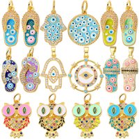 Juya Handicraft Colorful Enamel Pendants Slippers Hamsa Fatima Turkish Greek Evil Eye Charms For DIY Fashion Jewelry Making