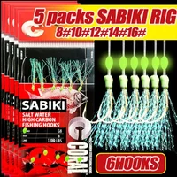 1/5 Packs Sabiki Rigs, Fishing Bait Rigs, Luminous Sea Fishing Rig with High Carbon Fishing Hooks,for Fresh/Saltwater