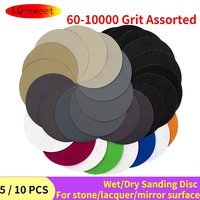 Sandpaper 125mm 60-10000 Mesh Round Grinding Wheel Wet and Dry Dual-use Polishing Pad Back Velvet Loop Sanding Paper 5 inch