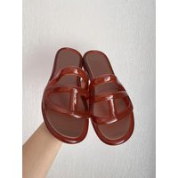 Summer Women's Pvc Slippers Adult Girls Wide Width Thick Bottom 2.8cm Heels Ladies Anti-slip Beach Shoe Jelly Beach Shoes