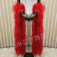 Women's Ballroom Dance Performance Costumes, Accessories, Dance Competition Outfits, Feather Hand Sleeves, National Standard Dance Modern Dance Costumes, Arm Decorations, Wrist Accessories