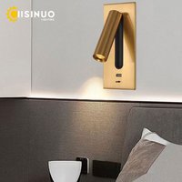 3W Wall Lights Backlight USB Charging 350 Degree Rotation Adjustable Wall Lamp for Hotel Bedroom Bedside Reading Sconce Fixtures