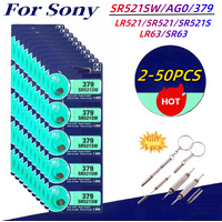 Original 2-50PCS For SONY LR521 AG0 Button Batteries SR521SW 379A 379 179 D379 SR63 Alkaline Coin Cell Silver OxideWatch Battery