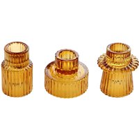 3 pcs Tapered Glass Candelabra Candle Holders