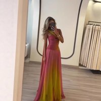 Elegant Gradient Long Strapless Vest and Skirt Set Summer Fashion Pleated Hanging Neck Design Casual Sportswear 2026 Women's