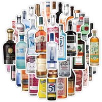 60PCS Cocktail Whiskey Champagne Vodka Graffiti Stickers For Helmet Bicycle Pencil Case Decals BulingBulingStickers Store