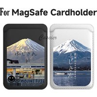 For MagSafe For Samsung Galaxy S26 S25FE For iPhone 17 Pro Max Case Fashion Mount Fuji Pattern Wallet Card Holder Magnetic Cover