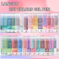 LANGUO 207/4 Colors 0.5/1.0mm Gel Pen Glitter Acrylic Large Capacity Writing Pen Painting Stationery Office School Supplies