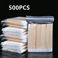 100/200/500pcs Disposable Ultra-small Double-end Wood Cotton Swab Lint Free Micro Brushes Eyelash Extension Glue Removing Tools
