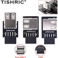 TISHRIC 9Pin To 2 Ports USB 2.0 Expansion card USB 2.0 Motherboard Header 9pin to 2 Ports USB 2.0 Dual USB A 9 Pin Female Adapt