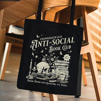 Gothic Book Skull Tote Bag Dark Aesthetic Canvas Shoulder Bag for Women Men Casual Reusable Shopping Handbag Retro Style Black