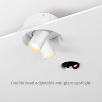 Aisilan 3.9" LED Recessed Spotlight downlight Adjustable Angle double head Anti-Glare CRI97 Borderless Wall and Ceiling Lightin