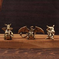 In Stock Anime Small Ornament Brass Creative Ornament Small Ornament Brass Craft Charizard Blastoise Ornament