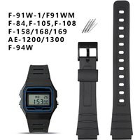 Watchband For F-91W W800H F91W F84 F105/108 A158/168 AE1200/1300 Black Resin Watch Bracelet Wristband strap 16mm 18mm 20mm