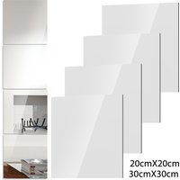 4pcs Self Adhesive Mirror Wall Sticker Acrylic Mirrors Set Soft Acrylic Material Bathroom Home Room Decor Full Body Mirror