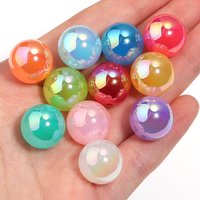 10pcs 16mm Moonlight Plating Colorful Acrylic Beads Multicolored Round Loose Spacer Beads For Jewelry Making DIY Necklace