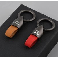 Luxury Leather Metal Keychain Fashion Key Ring For Mazda CX-5 Mazda3 Mazda6 MX-5 Miata CX-30 CX-50 CX-90 Car Styling Accessories