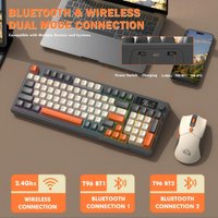 T96 Wireless Keyboard Mouse Combo, 96-Key PBT RGB Keyboard Mouse Kit, Dual Mode Bluetooth 2.4G Mouse Keyboard Set, Long Battery