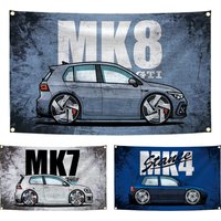Retro V-VWs MK GT Classic Car JDM Flag 90x150cm Polyester Printing Banner for Garage Wall Art Home Outdoor Decoration Tapestry