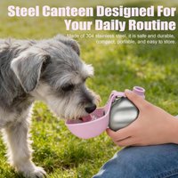 2-in-1 Portable Dog Water Bottle 285ML Stainless Steel-Plastic Silicone Leakproof Compact Dog Outdoor Travel Water Bottle for Sm