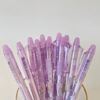 Purple Retractable Erasable Pen, Erasable Gel Pen with Flower Design, Gel Pen with Tulip Design, Black or Blue Ink, 0.5mm Tip, Suitable for Office and Study, Perfect Gift