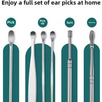 6PCS Spiral Ear Wax Cleaner Kit with Spring Ear Spoon for Home Use Safe and Effective Ear Cleaning Tool