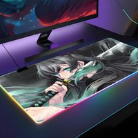 Anime Muichiro Tokito Mouse Pad RGB Backlit Mouse Pad Laptop Mouse Pad Laptop Gamer Computer Desk Gaming Accessories