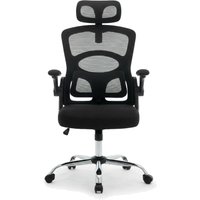 Ergonomic Office Chair with 4-Level Adjustable Lumbar Support, High Back Mesh Desk Chair with Flip-Up Arms, Base Computer Chair