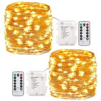 Guirlande lumineuse LED en fil de cuivre, 8 modes, étanche, féerique, lumières de noël, télécommande extérieure, batterie, décoration de mariage