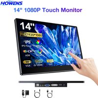 HOWENS 14 inch 1080P IPS 10-Point Touch Monitor HDMI VGA DVI Dual Speaker VESA Portable Screen For Laptop PC PS5 Industrial POS