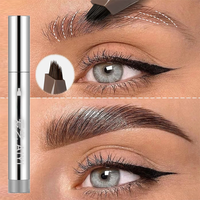 Multi-pronged waterproof long-lasting 4D eyebrow pencil with liquid tip for precise outlining and accurate makeup application.