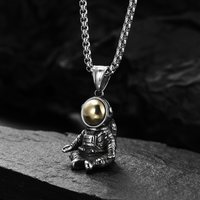 Punk Personality Astronaut Pendant Necklace For Men Women Fashion Hip Hop Wear Stainless Steel Necklace Chain Jewelry Gift