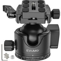 Tripod Ball Head with Lever & Stainless Steel Lock Pin, EVUMO EX46L 46mm Low Profile Ball Head Mount with Arca Swiss Q.R Plate