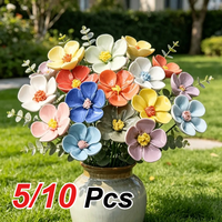 5/10 PCS Sweet beauty Style Simulated Ceramic Five Petal Flower Home , Homestays, Coffee Shops, Desktop Decorative Flowers