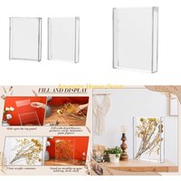 F26C Acrylic Shadows Box DIY Tabletop Display Frame Clear Memory Box for Dried Flower Room/Birthday/Weddings/Party Decors