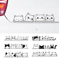Cute Cat Family Car Sticker, Waterproof Vinyl Decal, Black & White Style