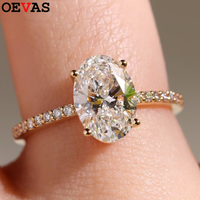 OEVAS Oval 1-4CT Full Moissanite Rings For Women 100% S925 Silver D Color Lab Diamond Wedding Band Engagement eternity Jewelry