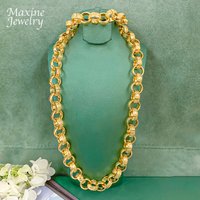 Hip Hop Long Circle Ring Chain Golden Choker Top Quanlity Gold Plated Jewelry Set Necklace Bracelet Jewellery Sets Party Gifts