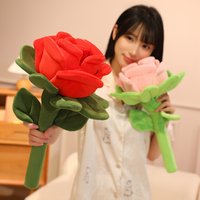 New Realistic Rose Plush Toy Lifelike Pink & Red Rose Stuffed Toy Girlfriend's Plush Rose Lover Birthday Gifts Girl's Room Decor