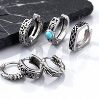 Vintage Men's Totem Huggies Hoop Earrings,Stainless Steel Celtic Knot Hoop Earrings,Punk Jewelry Gift