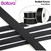 1~50m Black Braid Cable Sleeves Tight 2/4/6/8/10/12/14/16/20/25/30/35/40/50/60mm Expandable PET Snake Skin Cable Sleeving Sheath