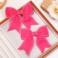 2Pcs Navy Blue Contrasting Stitching Bow Hair Accessory Paired with Sweet Elegant Versatile Hair Clip Headpiece Wholesale Gifts