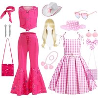 ❤Barbi Girl Dress Plaid for Birthday Kids Halloween Party Princess Dress Costume★❤★